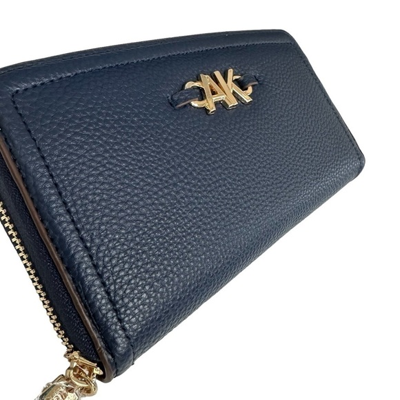 Anne Klein Navy Curved Zip Around Wallet - Picture 3 of 11